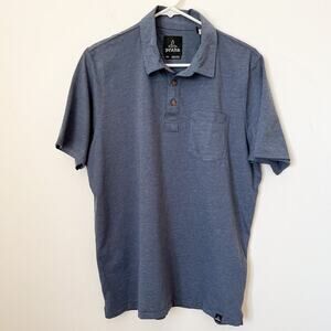 NWT prAna Mens Everyday Essential Polo Navy Blue Organic Small Front Pocket